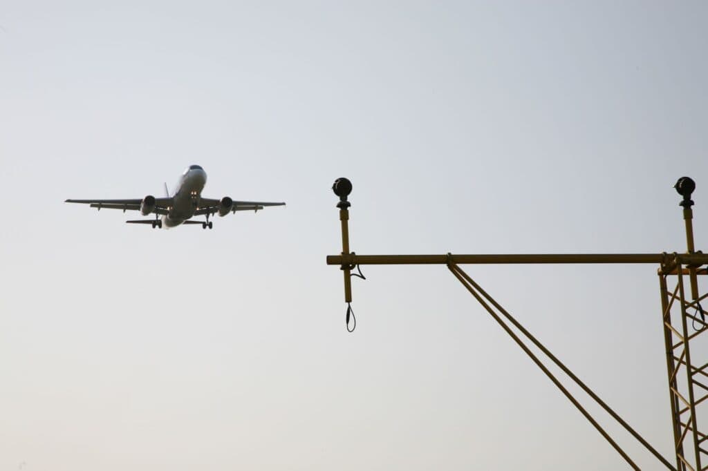 A plane up in the air