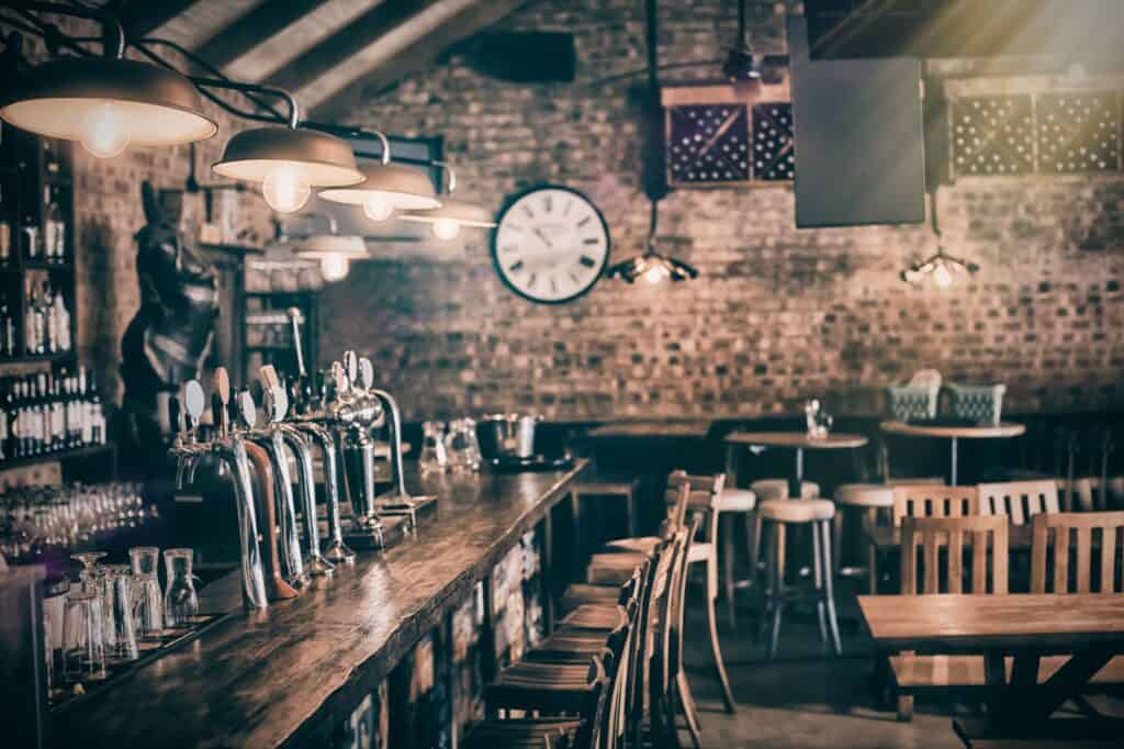 Bar counter of an empty pub