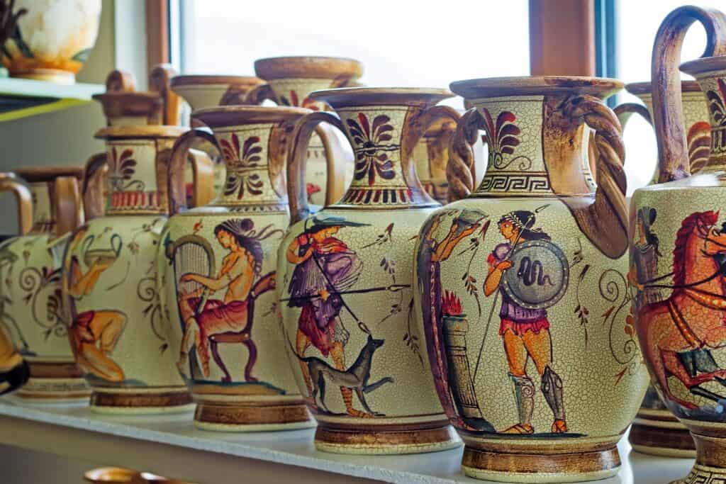 Ceramic vases with antique paintings