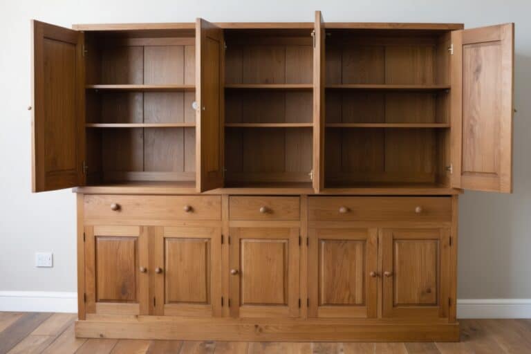 A huge empty wooden cabinet in the concept of 'how to move large furniture when moving house to Hounslow'.